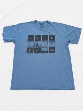 Quiksilver Men's Slate Blue Short-Sleeve Logo Grid Tee